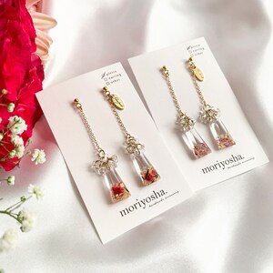 Dried flower Handmade Earrings | Resin Earrings | Botanical |  Elegant | Purple | Pink | Birthday Gift | Dangle Earrings | Clip-on Earrings