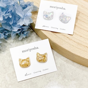 Dried flower Handmade Earrings | Resin Earrings | Cat Earrings | Cute Earrings | Kawaii | Pet Lovers | Cat Stud Earrings | Clip-on Earrings
