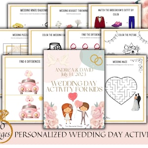 Personalized Wedding Day Activity for Kids, Wedding Coloring Pages, Printable Wedding Activity Book, Kids Wedding Pack