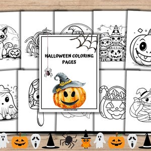 Kids Halloween Coloring Sheets, Halloween Party Activity, Halloween Coloring Book, 70 Spooky Pages for Kids & Adults, Fun Halloween Activity