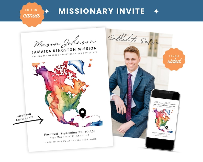 Missionary Invitation | 5x7 Canva Template | North and Central America ...