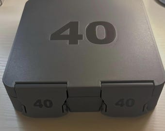 SureSnap 40cal Patronenbox | Sicherer Aufbewahrungskoffer mit Schnappdeckel | Griff am Einsatz zur einfachen Entnahme | 3D gedruckter Sortimentsorganizer (100 rund)