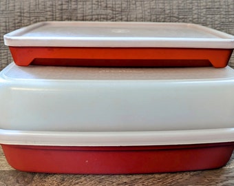 TUPPERWARE LARGE SEASON SERVE MARINADE CONTAINER Meat Vegetables + 1294  1295 Red