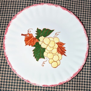 Vintage BLUE RIDGE Southern Pottery Country Fair Red set of 3 fruit-decorated plates 8”