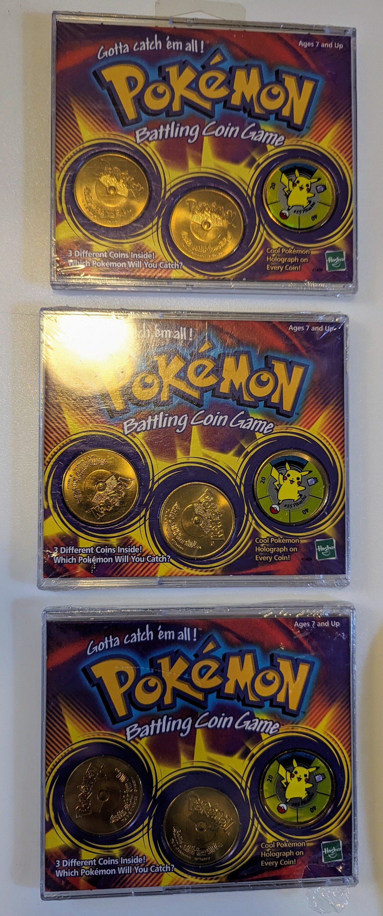Hasbro Pokemon Battling Coin Game 3 Unique Coins 1999 for