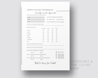 Open House Feedback Form For Real Estate Brokers Opinion Feedback Sheet for Open Realtor House Event Questions Form Real estate Printable