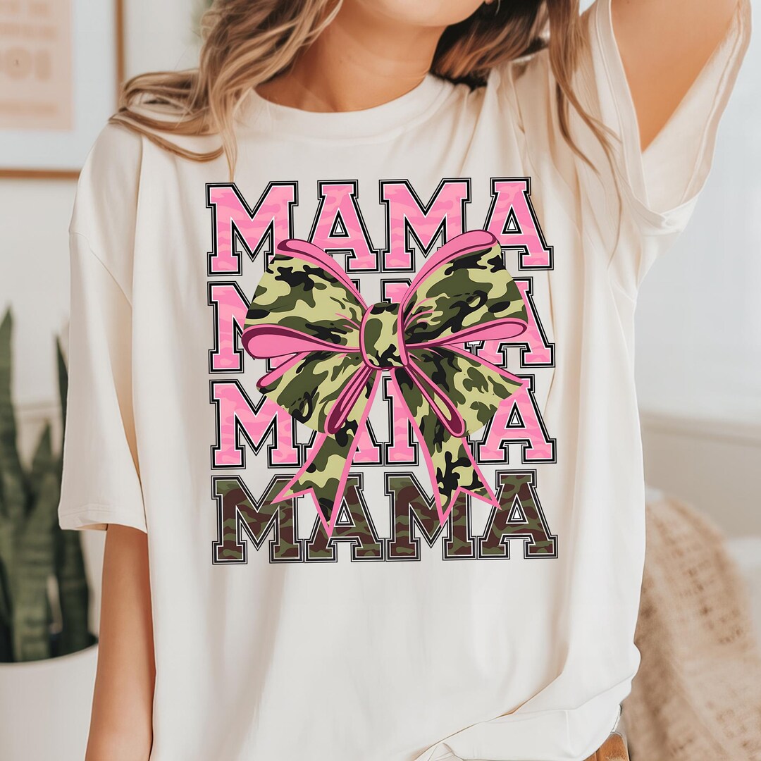 Mama Coquette Bow PNG Mama Bow Png Girls Camo Bow Png Shirt Retro ...