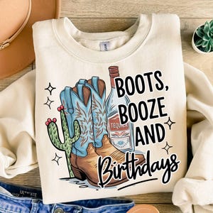 Nashville Birthday PNG Cowgirl Birthday Party Squad Nash Bash Boots Booze Birthdays Girls Trip Sublimation Matching Birthday Shirts