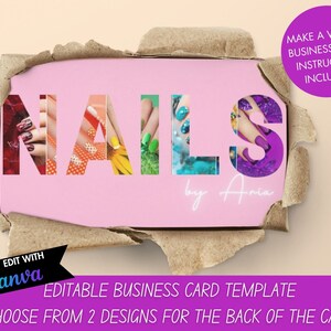 Visitenkarte Template, Nagel Visitenkarte, QR Code, Pink Visitenkarte, Canva Template, Nagel Techniker, Nagelstudio, Visitenkarte
