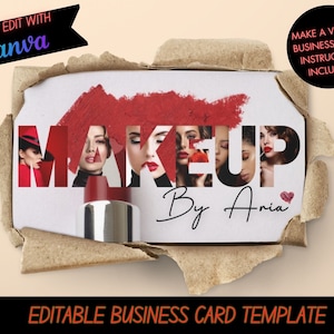 Modèle de carte de visite de luxe, carte de visite maquillage, carte de visite Instagram, carte IG, code QR, carte de visite maquilleuse, entreprise de beauté