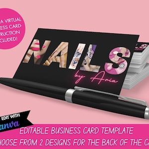 Visitenkarte Template, Nail Visitenkarte, QR Code, Schwarze Visitenkarte, Canva Template, Nageldesigner, Nagelstudio