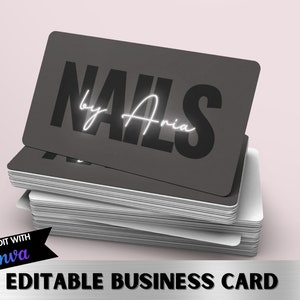 Visitenkarte Template, Nail Visitenkarte, Makeup Visitenkarte, Haar Visitenkarte QR Code, Schwarzweiß Visitenkarte, Canva Template