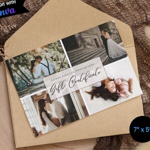 Gift Certificate Photography Printable Gift Certificate, Editable Gift Card Photography  Videography Gift Certificate Canva Template