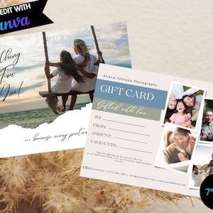 Gift Certificate Photography Printable Gift Certificate, Editable Gift Card Photography  Videography Gift Certificate Canva Template