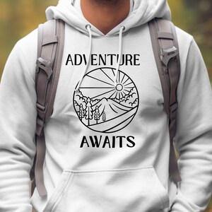 Camping Hoodie Adventure Awaits Sweatshirt Camper Sweatshirt Hiking Sweater Outdoor Hoodie Campfire Shirt Camping Gifts Nature Lovers Hoodie