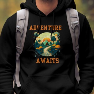 Camping Hoodie Adventure Awaits Sweatshirt Camper Sweatshirt Camping Life Outdoor Hoodie Watercolor Design Camping Gifts Nature Lovers