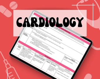 PA School Cardiology Notes, Chart, PA School, Medical School Notes, PA School Summary Chart