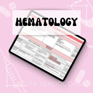 PA Schule Hämatologie Notizen, Diagramm, PA Schule, Medizinische Schule Notizen, PA Schule Übersichtstabelle