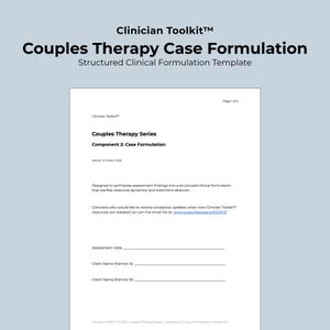 Szablon opracowania przypadku terapii par, narzędzie do konceptualizacji klinicznej, wsparcie w planowaniu leczenia, arkusz roboczy terapeuty w formacie PDF
