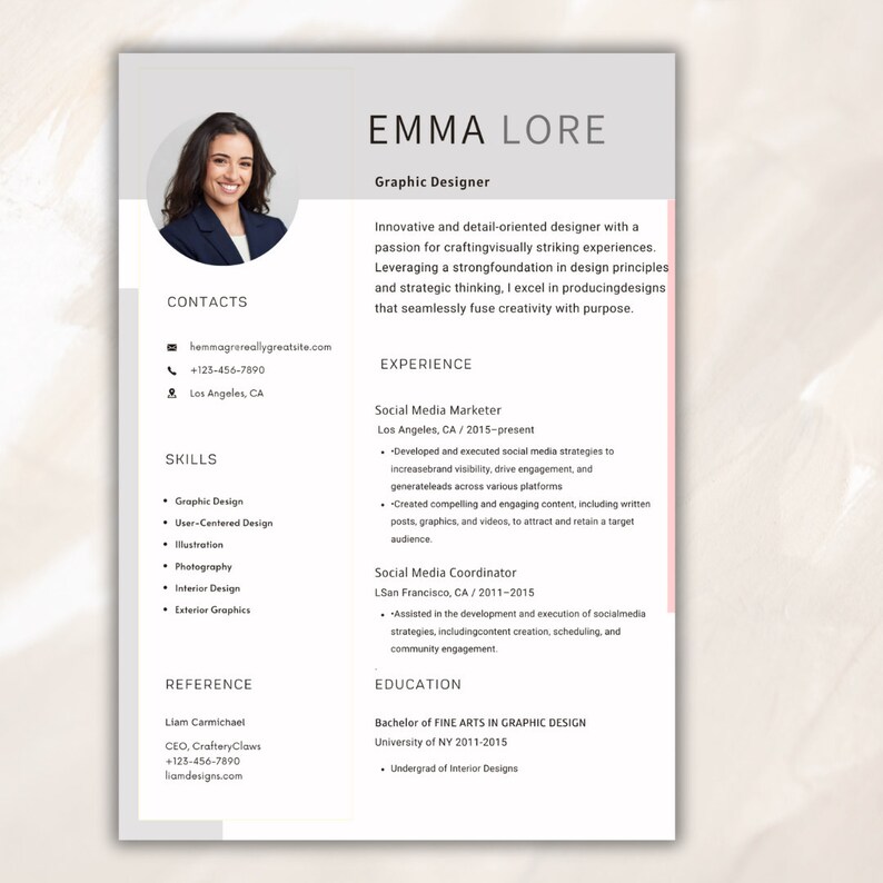 Resume 2024 Resume Template Professional CV Simple Etsy