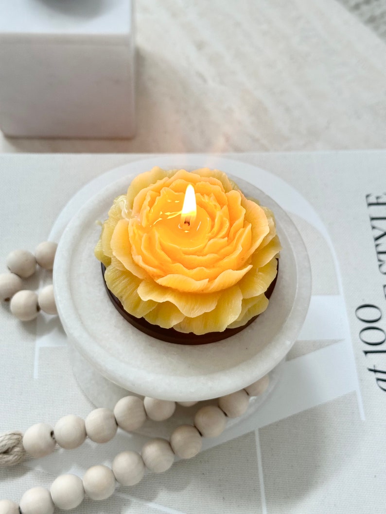 Rose Beeswax Mini Candle Organic Unscented Rose Peony Shape ...