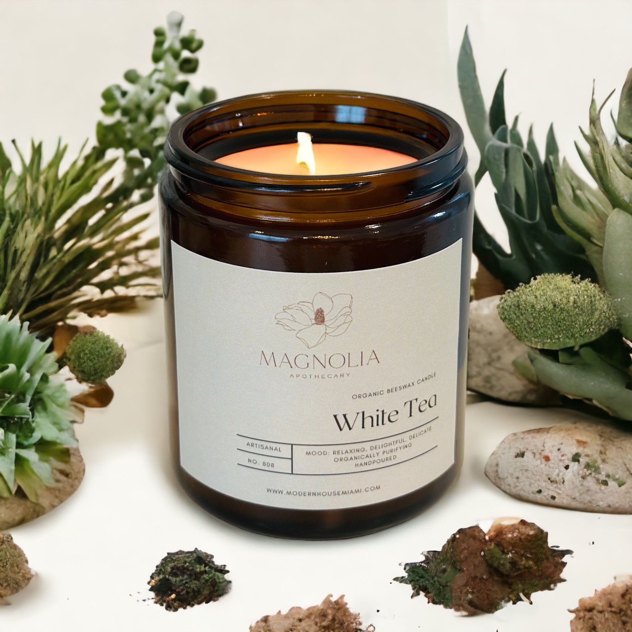 Scented Beeswax Candles Organic Pure Aromatherapy 8oz Amber