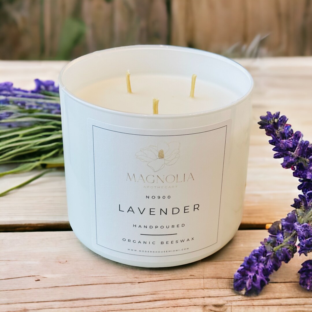 Lavender Beeswax Candle Aromatherapy Jar Candle 3wick Etsy