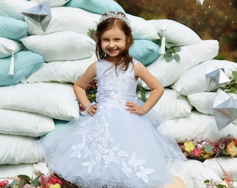 Robe Flower Girl Robe d'anniversaire Robe 3D Tulle