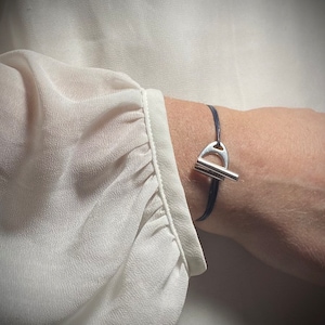 Stirrup Bracelet - Stirrup bracelet with adjustable leather link and T clasp - Several colors available