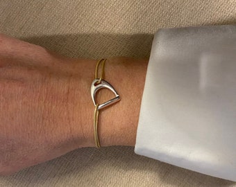 Stirrup Bracelet - Small stirrup bracelet with adjustable leather strap - Several colors available
