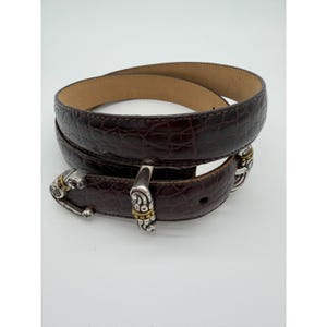 Croc Leather Belt Brown Vintage Gold - Etsy display picture 3
