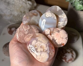 Flower Agate Crystal Palm Stone Pick Your Own Flower Agate Palm Stone Crystal for Confidence Growth Energy Healing Meditation Gift for Her