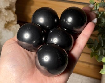 Small Shungite Crystal Sphere Pick Your Own Shungite Sphere Polished Shungite Crystal Ball for Protection Energy Healing and Meditation Gift