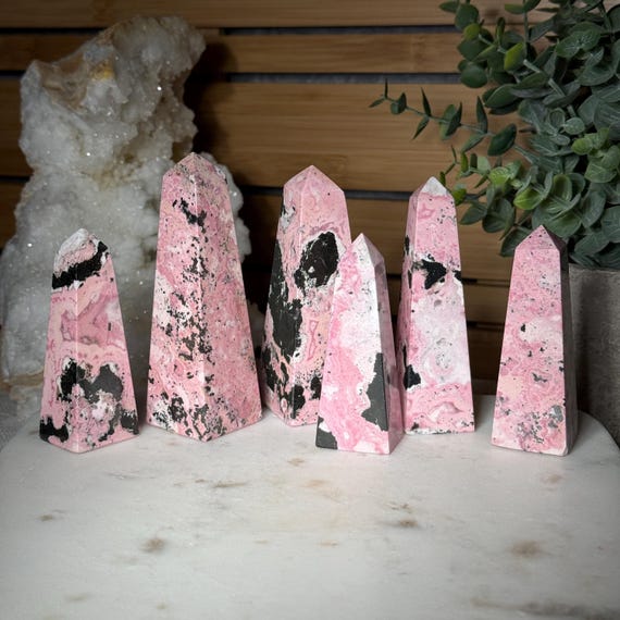 Rhodonite Crystal Obelisk Pick Your Own Pink Peruvian Rhodonite Tower Crystal for Love Balance Grounding Energy Healing Crystal Gift for Her