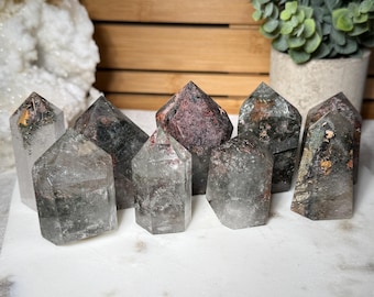 Garden Quartz Crystal Point Pick Your Own Lodolite Quartz Crystal Tower Point Scenic Landscape Quartz Point Crystal for Energy Grounding