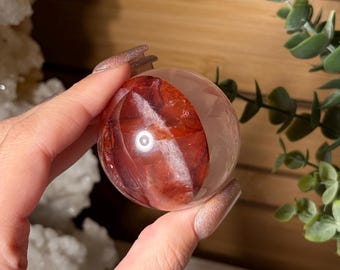 Fire Quartz Crystal Sphere High Quality Flashy Fire Quartz with Hematite Inclusions Beautiful Fire Quartz Ball for Healing Energy Decor