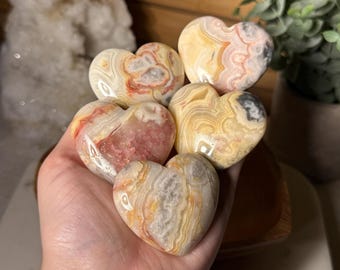 Crazy Lace Agate Heart Pick Your Own Crazy Lace Agate Crystal Heart Shaped Palm Stone Crystal for Balance and Uplifting Energy Stone Gift