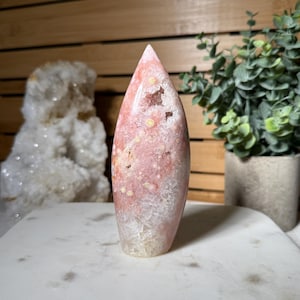 Pink Amethyst Crystal Flame Unique Pink Amethyst Flame with Quartz Crystal for Energy Healing Crystal Collection and Spiritual Decor Gift