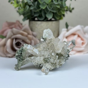 Delicate Himalayan Quartz with Anatase Himalayan Quartz Crystal Cluster Chlorite Himalayan Quartz 360 Degree Mineral Specimen