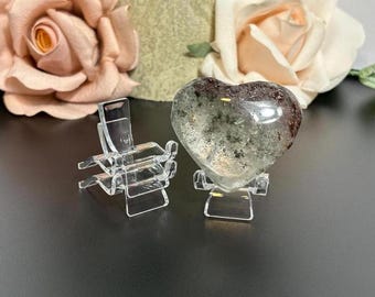 Small Heart Stand Crystal Holder Display Stand for Palm Stones Hearts Fossils Minerals Crystal Holder for Coins or Keepsakes Acrylic Stand