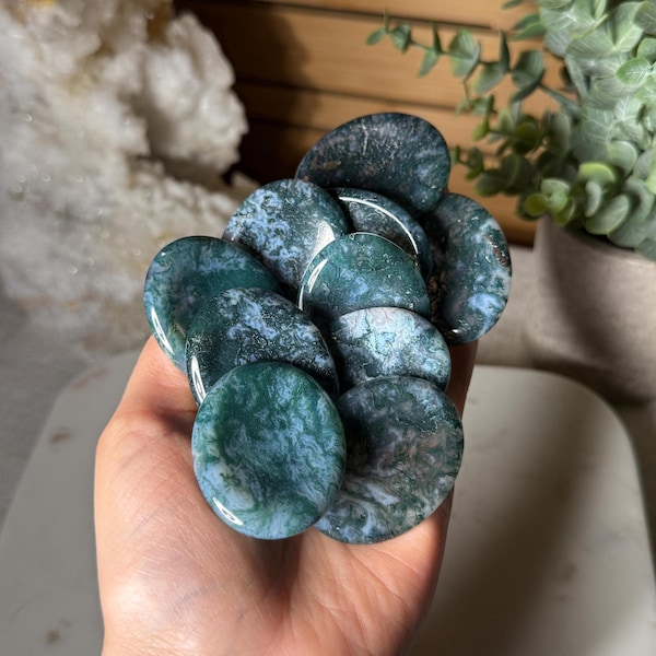 Moss Agate Crystal Worry Stone Pick Your Own Moss Agate Palm Stone Crystal for Calming Energy Balance Growth and Comfort Gift for Friends