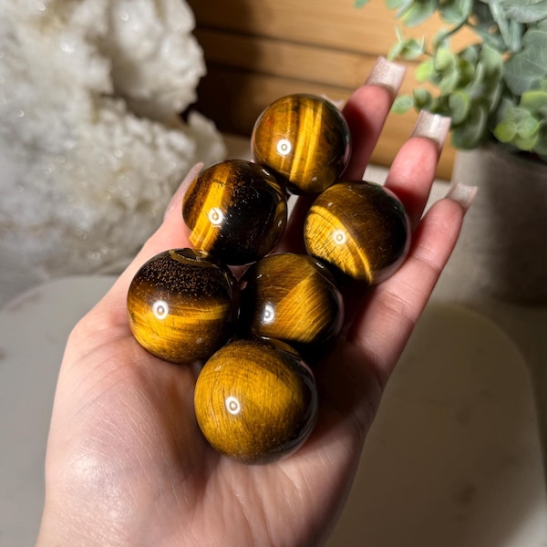 Tigers Eye Sphere Pick Your Own Flashy Tigers Eye Crystal Sphere Small Tiger Eye Stone Crystal Ball for Meditation Protection and Courage