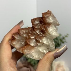 Pagoda Calcite Crystal Cluster Red Calcite Mineral Specimen 360 Degree Natural Mineral Formation Calcite Cluster from Hubei for Collection
