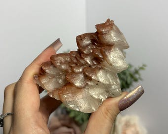 Pagoda Calcite Crystal Cluster Red Calcite Mineral Specimen 360 Degree Natural Mineral Formation Calcite Cluster from Hubei for Collection