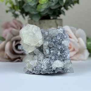 Calcite Crystal Cluster Natural Calcite Mineral Specimen Calcite and Quartz Cluster Self Standing Display Crystal from Fujian