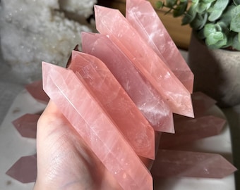 Rose Quartz Crystal Wand Pick Your Own High Quality Rose Quartz Double Terminated Point Crystal for Love Compassion and Heart Chakra Balance