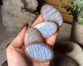 Flashy Moonstone Palm Stone Pick Your Own Moonstone Crystal with Blue Flash and Sunstone Inclusions Crystal Palm Stone for Energy Healing