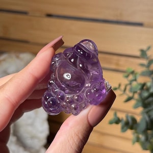 High Quality Amethyst Money Toad Carving Amethyst Crystal Lucky Frog Figurine Feng Shui Crystal for Wealth Prosperity Abundance Good Fortune