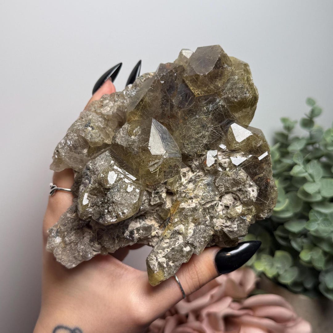 Large Raw Rutilated Quartz Cluster Natural Raw Smoky Quartz Crystal ...