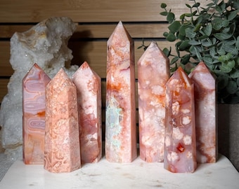 Pink Carnelian Crystal Tower Pick Your Own Natural Pink Carnelian Tower Pink Chalcedony Flower Agate Crystal for Confidence Gift for Her